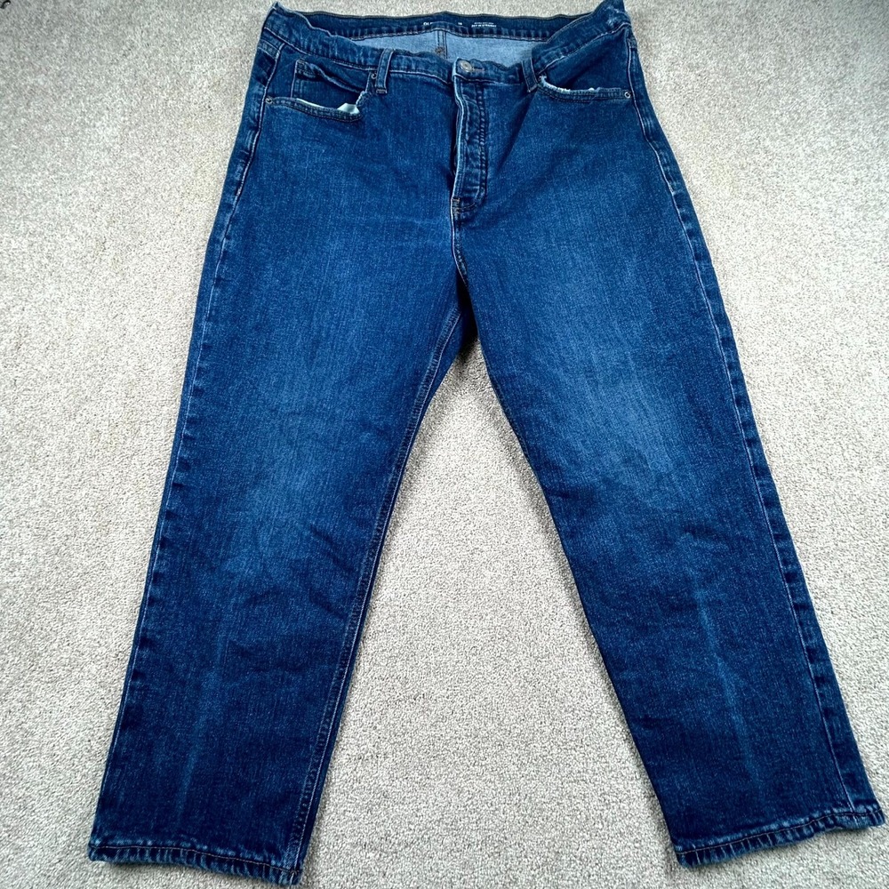 Old Navy Extra High Rise Sky-Hi Straight Jeans Women 16 Petite Blue Denim Cotton